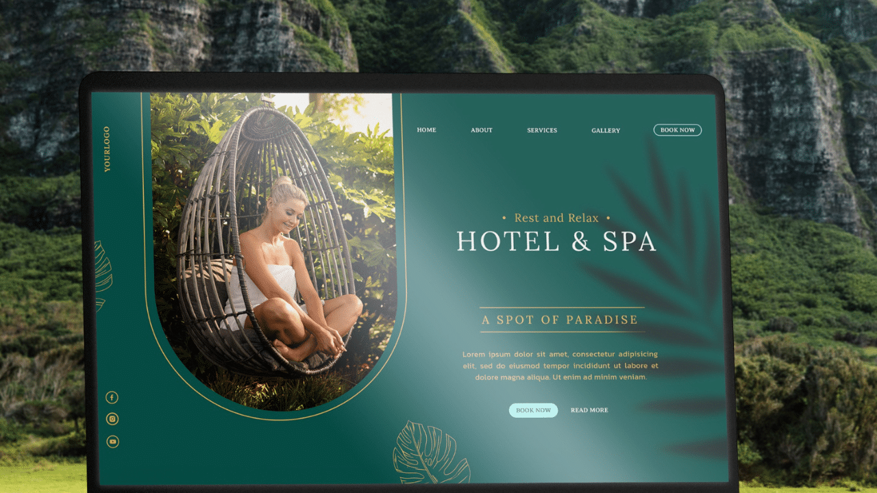 Landing page displayer on a laptop screen