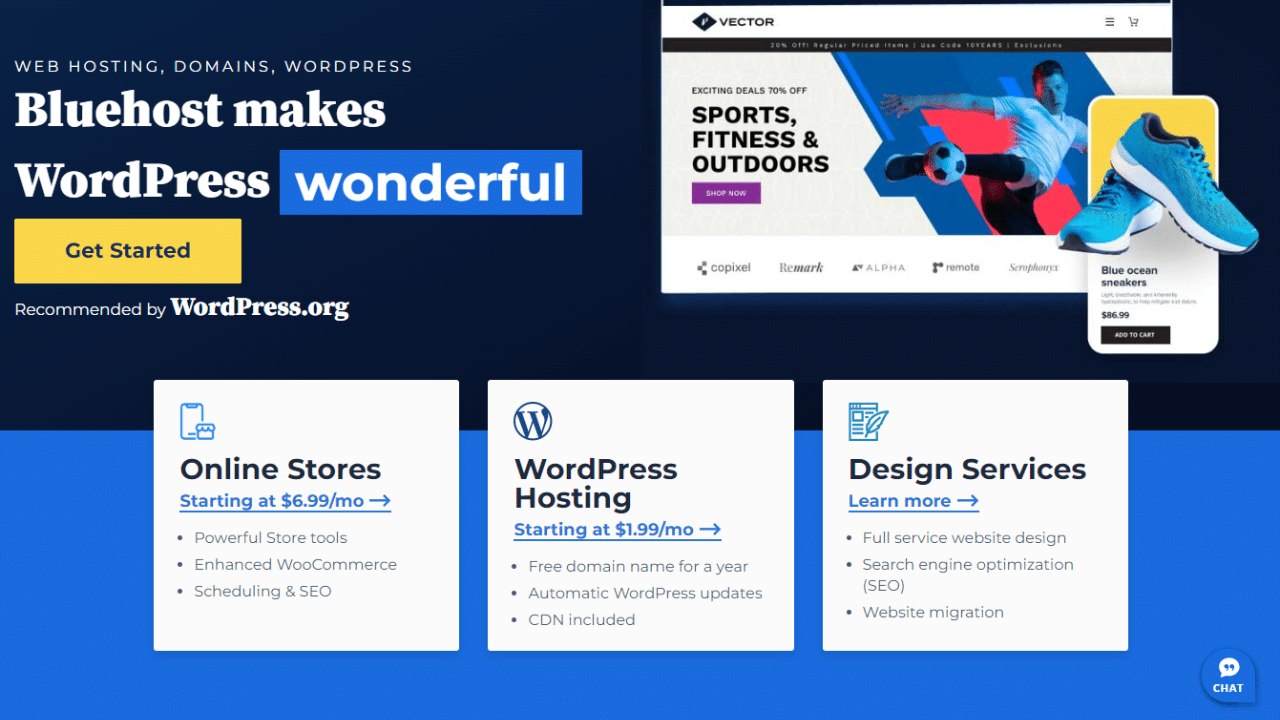 Bluehost Landing Page Screenshot
